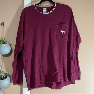 PINK Long Sleeve Pocket Tee